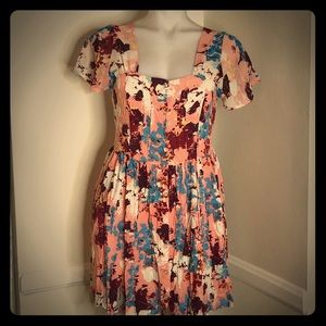 Pretty in Pink Floral Flower Print Mini Dress M